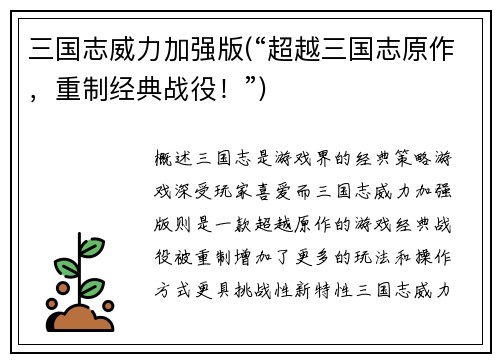 三国志威力加强版(“超越三国志原作，重制经典战役！”)